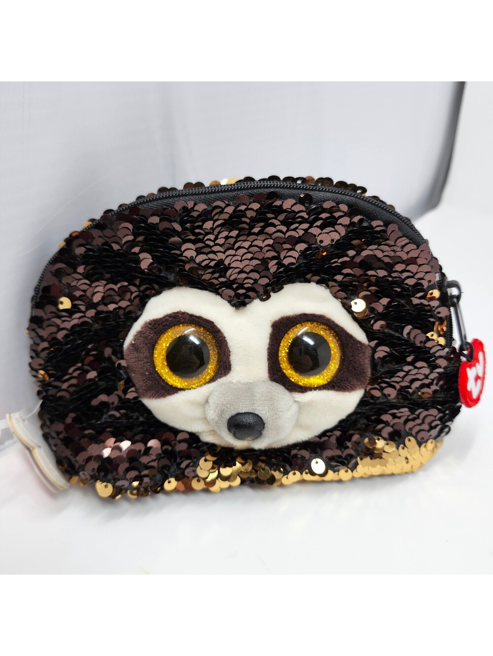 Ty Fashion Sequin Sloth Cosmetic Bag Makeup Pouch NWT Gold Glitter Eyes